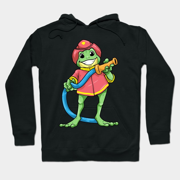 Frog as firefighter with hose Hoodie by Markus Schnabel